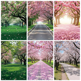 新款樱花摄影背景布儿童写真室内梦幻少女桃花拍照背景墙布2025春