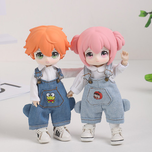 ob11娃衣 男女印花 耳朵可爱背带裤 12分bjd娃娃衣服 GSC素体可穿