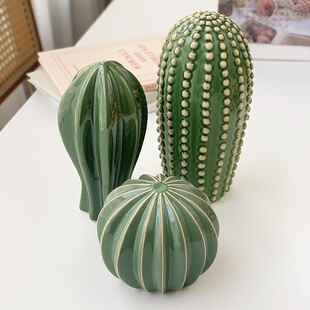 外贸订单居家民宿新中式 饰品陶瓷仙人掌摆件 创意装