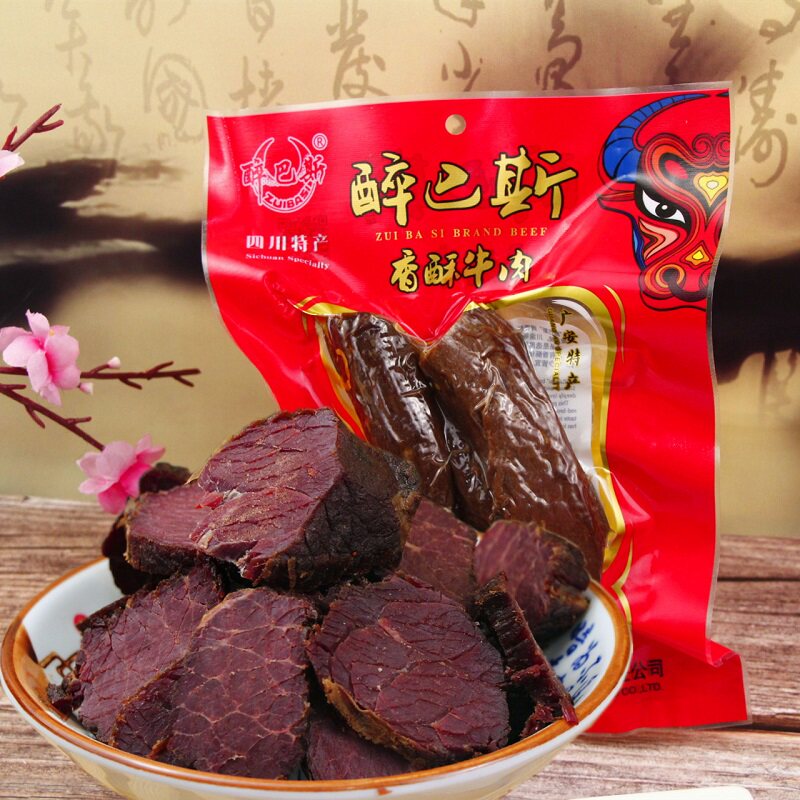 醉巴斯香酥牛肉干正宗武胜特产五香坨坨牛肉厂家直发200g开袋即食