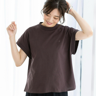 张晓沫日系25夏新品 精梳棉T恤上衣女 刺绣字母法式 袖