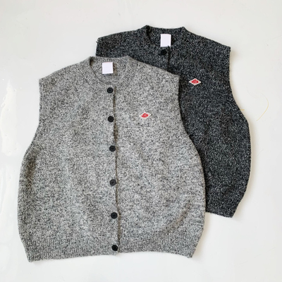 日系danton花线单排扣圆领针织毛衣马甲叠穿上衣女