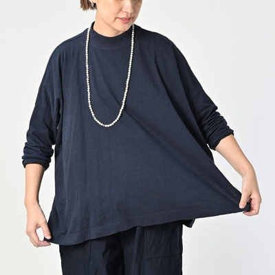 日系秋冬新品半高领纯色下摆开叉长袖T恤百搭上衣女