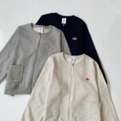 日系秋冬新品 danton拉链毛圈棉双口袋开衫 外套叠穿上衣女