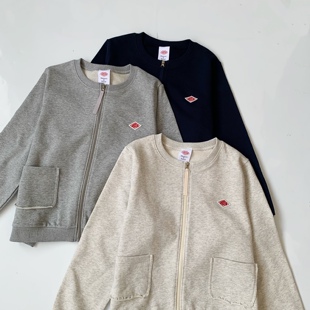 日系秋冬新品danton拉链毛圈棉双口袋开衫外套叠穿上衣女