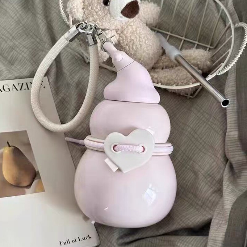 可爱保温杯葫芦水壶女生高颜值吸管水杯女新款2025便携杯子礼物