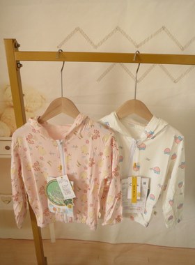 品牌春夏装女童装宝宝孩子柔软纯棉薄开衫连帽防晒服小外套清新衣