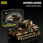 12GO德军迷彩二战旋风防空车男孩德国四号坦克H型男拼装 玩具积木
