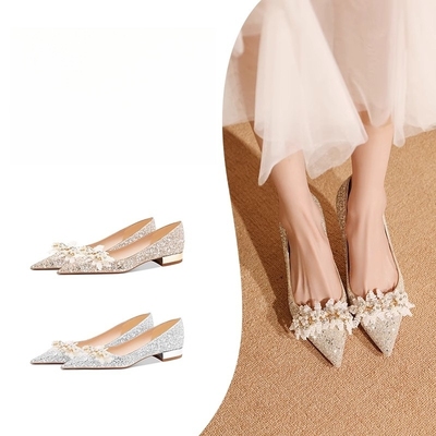 平底婚鞋女2025新款秀禾婚纱两穿