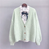 Áo len cổ lọ có cổ chữ V Áo len len hàn quốc nữ 2019 Thu mới Áo khoác lửng nữ sinh ngắn - Đan Cardigan shop quần áo nữ