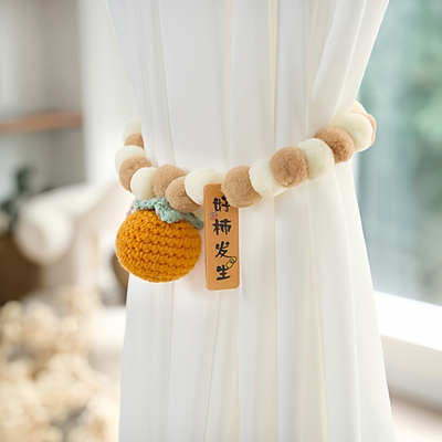 柿柿如意窗帘绑带毛线钩花绑扣