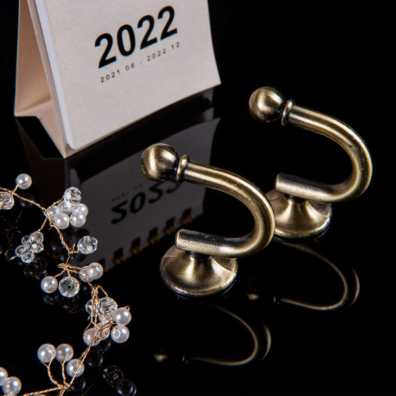 免钉简约现代窗帘墙钩壁钩弯钩挂球绑带钩合金免打孔挂钩衣帽钩