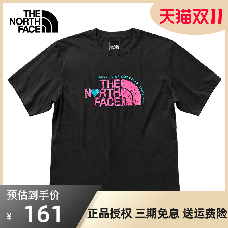 北面T恤半袖男女款夏季TheNorthFace户外运动体恤棉情侣爱心短袖