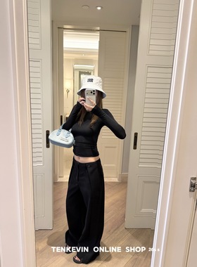 十一石 解构设计 百搭显瘦阔腿西裤女小个子宽松垂感直筒休闲裤II