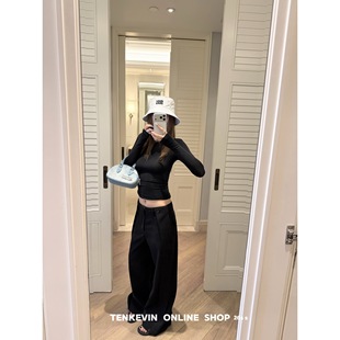 十一石 解构设计 百搭显瘦阔腿西裤女小个子宽松垂感直筒休闲裤II