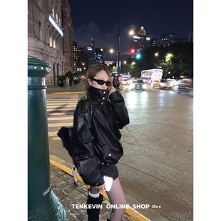 机车服夹克ll 立领皮衣外套女小个子宽松显瘦长袖 十一石 独家重工