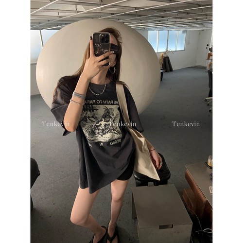 做旧薄款纯棉宽松短袖