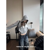 舒适好穿 双拉链短款 针织开衫 十一石 女小个子修身 连帽毛衣外套II