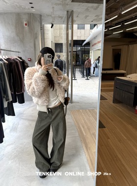 十一石 暖冬初雪!仿皮草羊羔毛短外套女小个子宽松软糯毛绒上衣II