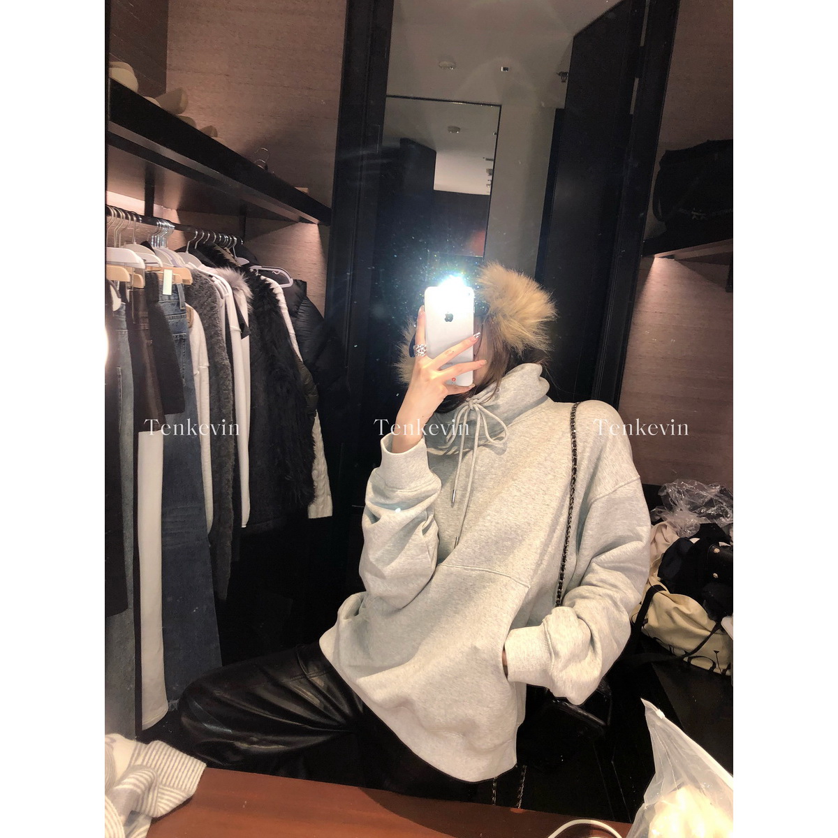 美式慵懒堆堆领加绒宽松抽绳卫衣