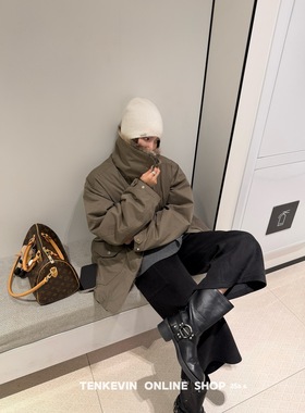 十一石 越穿越爱!时髦贴袋毛呢休闲七分裤女宽松显瘦直筒阔腿裤II