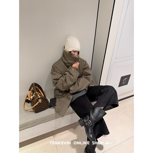 十一石 越穿越爱!时髦贴袋毛呢休闲七分裤女宽松显瘦直筒阔腿裤