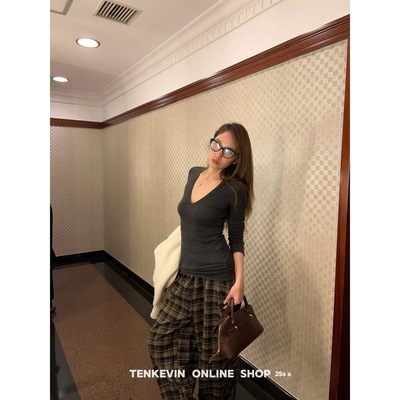 秋冬内搭刚需！V领针织打底衫女