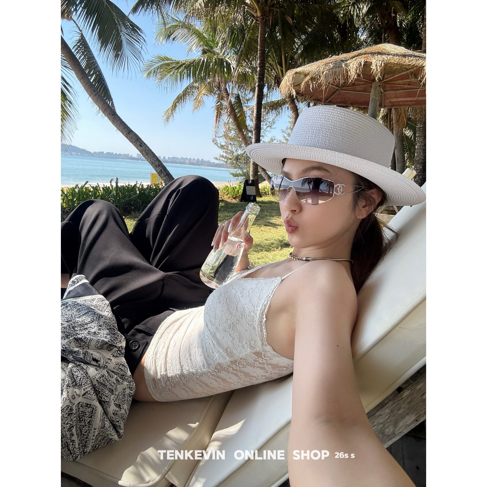 十一石 氧气辣妹 纯欲露背蕾丝吊带背心女修身显瘦短款无袖上衣II