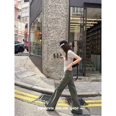 长腿酷妹低腰显瘦微喇工装裤