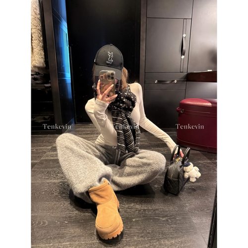 舒适top！显瘦磨毛修身内搭T恤