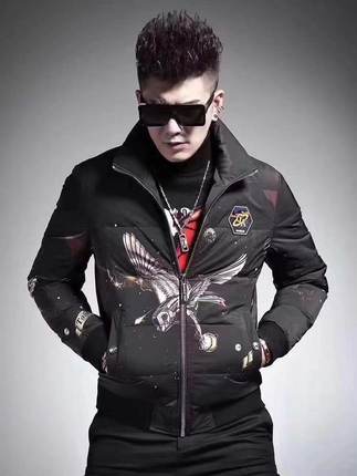秋冬款男式商务休闲时尚韩修身白鸭绒保暧男式夹克羽绒服外套保暖