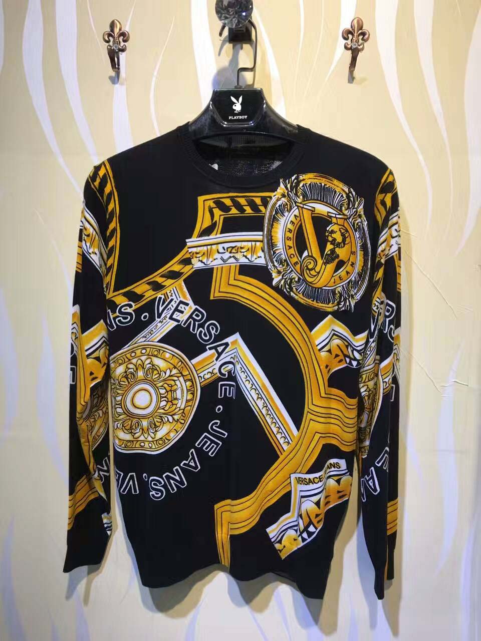 花花公子商务休闲中国风羊毛衫