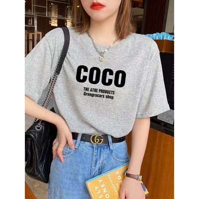 韩版雪花棉圆领短袖t恤女夏季新款洋气大码宽松显瘦胖mm体恤上衣