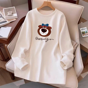 设计感洋气上衣 t恤小众宽松中长款 德绒保暖圆领打底衫 女秋冬长袖