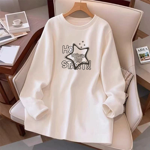 时尚 中长款 女秋冬新款 长袖 通勤宽松设计感德绒保暖外套 圆领打底衫