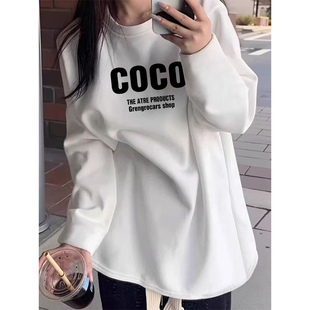 女秋冬新款 长袖 洋气宽松遮屁股胖mm外套 圆领打底衫 德绒保暖中长款