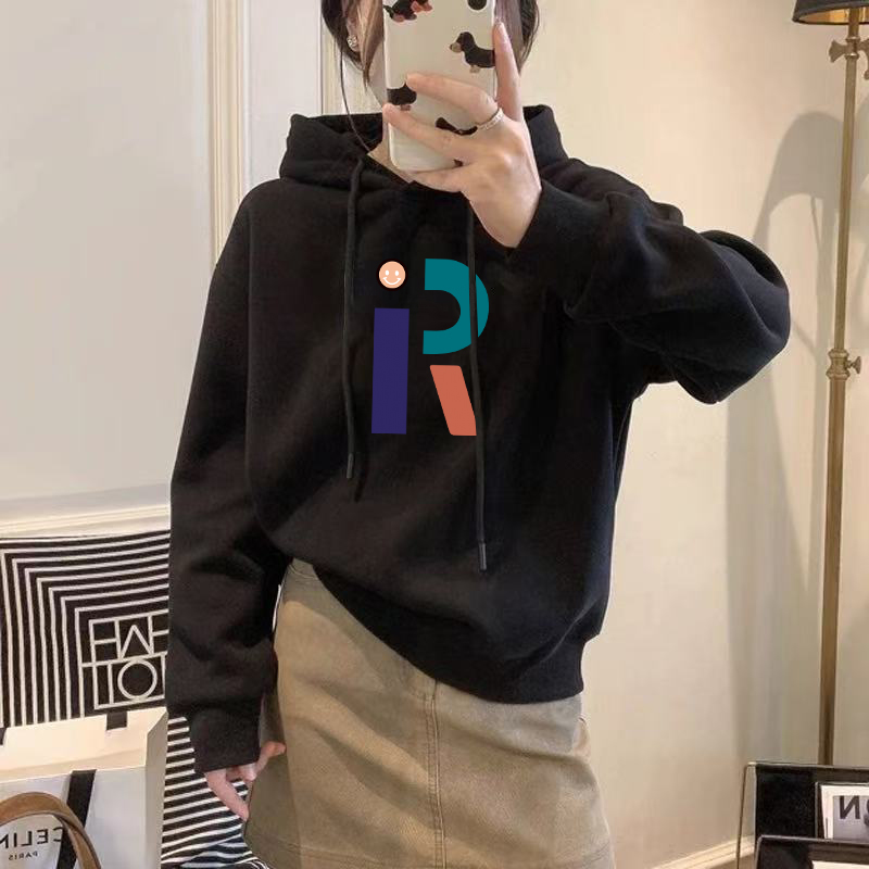 小众连帽长袖加绒加厚卫衣女秋冬新款减龄宽松胖mm设计感套头外套