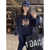 中长款 宽松胖mm加厚套头外套 大码 圆领设计感加绒卫衣2026新款 时尚