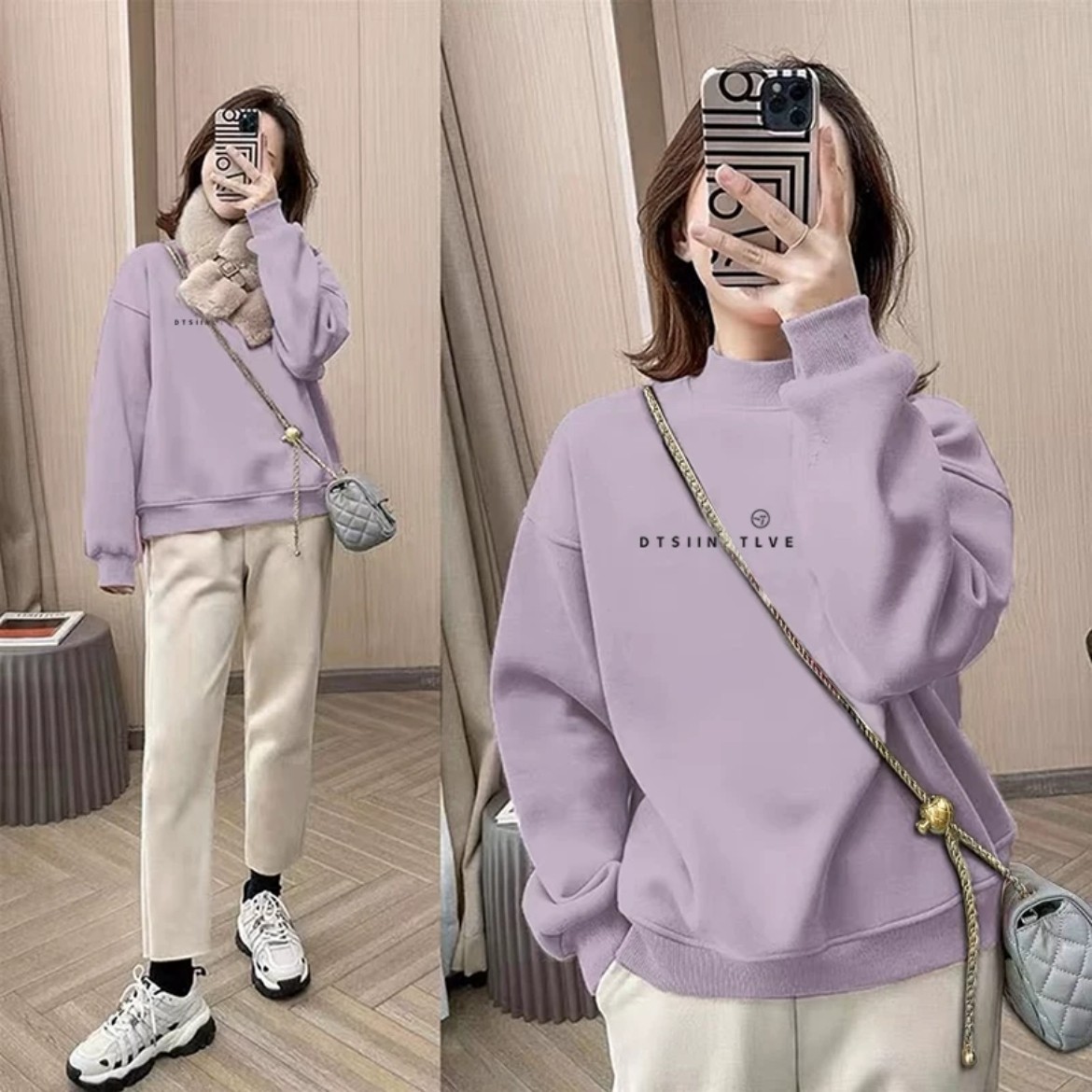 爆款半高领卫衣女保暖加绒加厚打底衫2025秋冬装新款宽松韩版上衣,女装/女士精品,卫衣/绒衫,淘宝优惠券,粉丝福利购,淘宝优惠卷