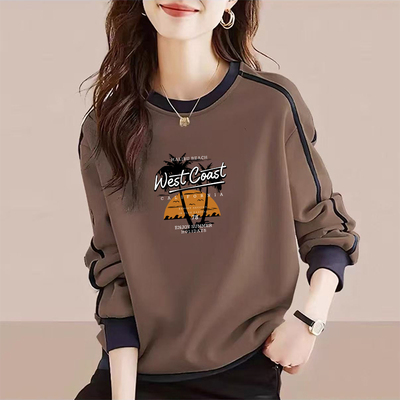 胖mm时尚百搭卫衣女秋冬季韩版宽松大码套头外套休闲圆领加绒上衣