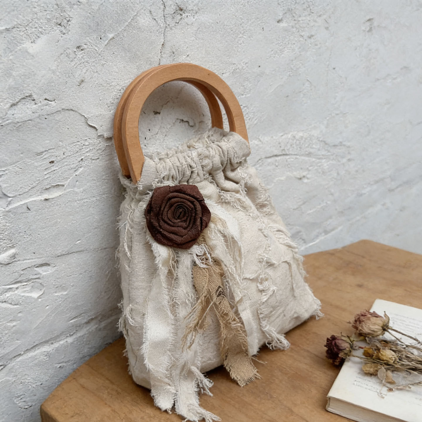 原创迷你手机包新中式手提包木柄竹节包文艺复古流苏民族风斜跨包