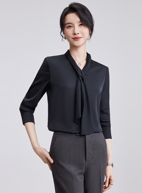 诗璐雅职业衬衫女士长袖春秋新款气质上衣内搭衬衣OL通勤面试正装