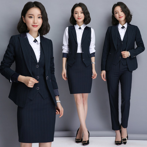 诗璐雅面试商务女西装马甲三件套