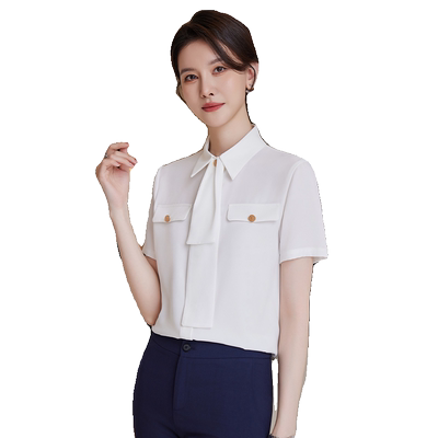 诗璐雅高级感干练领带衬衫女夏季