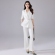 两件套轻职场套装 设计感垂感微喇裤 女夏薄款 诗璐雅米白色西服套装