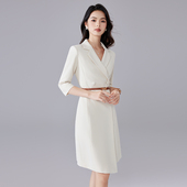 诗璐雅职业气质女神范西装 场合面试裙装 连衣裙七分袖 主持上镜正式