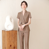 女套装 诗璐雅卡其色商务职业装 薄款 洋气经理工作服夏季 高端 女时尚