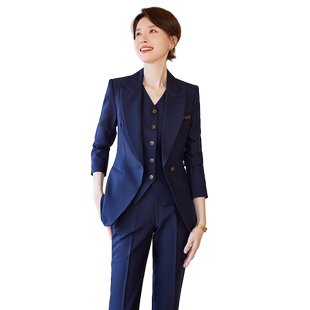 诗璐雅通勤西装三件套女时尚洋气高级感气质西服马甲职业套装秋冬
