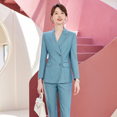 女套装 总裁面试高端气质女神范职业正装 女春秋时尚 诗璐雅蓝色西装