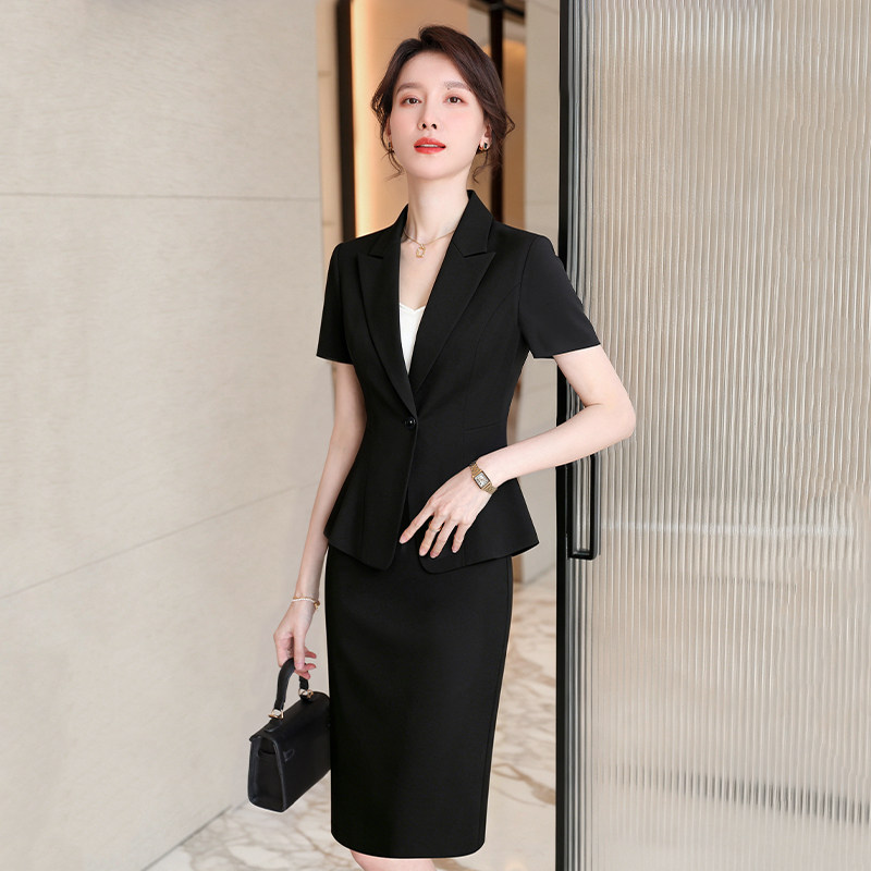 诗璐雅简约干练西服西裙两件套